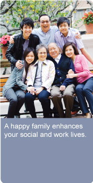 A happy family enhances your social and work lives.